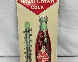 Royal Crown Cola Metal Thermometer Sign, Embossed Bottle, 6 x 13 1/2 Inches