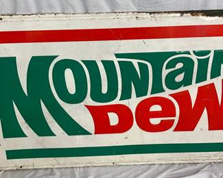 5′ x 3′ Embossed Metal Mountain Dew Advertising Sign