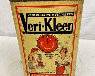 Vintage 1-Gallon Veri-Kleen Dry Cleaner Tin with Graphics