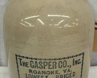 1g. Stoneware Whiskey Jug by The Casper Co., Inc., Roanoke, VA, with Wire Handle