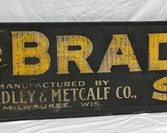 Rare 94.5 x 19-Inch Metal Advertising Sign for Bradley Shoes