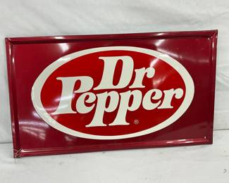 Embossed Dr Pepper Metal Advertising Sign, 23 x 13 1/2 Inches