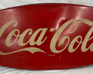 42 x 20-Inch Metal Coca-Cola Fishtail Sign