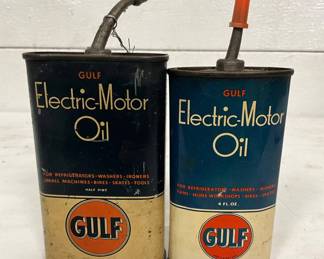Gulf Electric-Motor Oil Cans: Half Pint and 4 oz