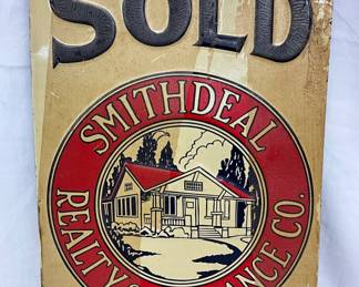 Embossed Tin Tacker Smithdeal Realty & Insurance Co. Sign, 10×14