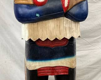 6-Foot Hand-Carved Wooden Store Indian With Painted Details
