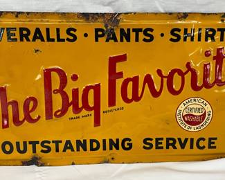 Embossed Tin Advertising Sign, ‘The Big Favorite,’ 15 x 8 Inches