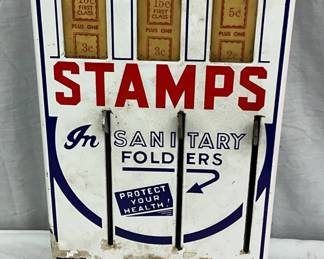 Porcelain Coin-Operated Stamp Dispenser for $.05-$.25 Denominations