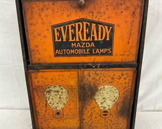 Eveready Mazda Automobile Lamps Metal Cabinet, 16×22 1/2 Inches