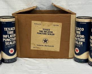 Texaco Tire Inflator Box w/ 6 1pd Cans