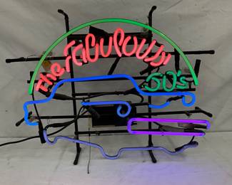 1950s-Inspired Four-Color Neon Sign Reading ‘The Fabulous 50’s’