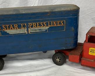 22 1/2-Inch Buckeye Toy Truck and Trailer, ‘Red Star Express Lines’