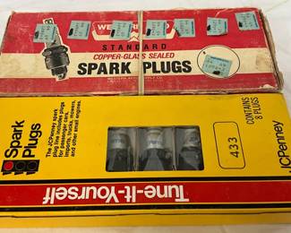 Two 8-Packs of Spark Plugs: Western Auto Copper-Glas Sealed and JCPenney Tune-It-Yourself