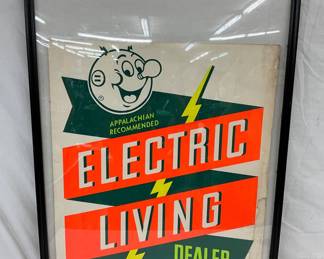 Framed Electric Living Dealership Cardboard Advertisement, 22×28