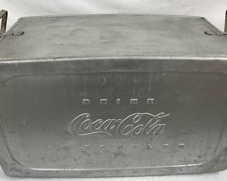 Vintage Embossed Aluminum Coca-Cola Cooler, 23 x 13 1/2 Inches