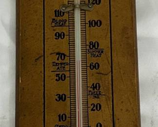 Dayton Savings & Trust Co. Wooden Thermometer with Advertising, 3 x 11.5 Inches