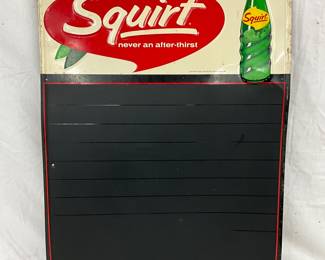 1964 Metal Squirt Menu Board, 19 1/2 x 28 Inches, Embossed
