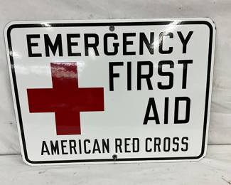 24 x 18 Porcelain American Red Cross Emergency First Aid Sign