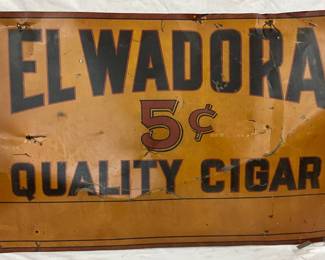 El Wadora Five Cents Quality Cigar Advertising Sign, 36 x 20 Inches