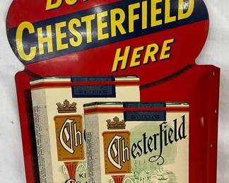 Vintage Chesterfield Cigarettes Advertising Display with Flange, 12 x 16 1/2 Inches
