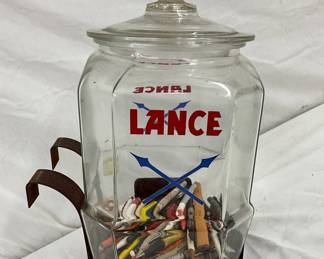 Original Lance Glass Jar with Rare Metal Hanger