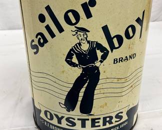 Sailor Boy Brand One-Gallon Oyster Tin by R.F. Brown Sea Food Co.