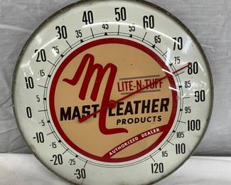 10-Inch Round Glass Front Advertising Thermometer for Mast Leather Products