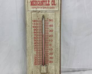 Metal Thermometer Advertising Fred’s General Mercantile Co., 4 1/2 x 14 Inches