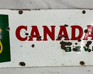 24 x 7-Inch Porcelain Canada Dry Beverages Sign