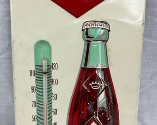 6×13.5-Inch Embossed Royal Crown Cola Metal Thermometer Sign
