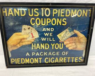 18X14 Piedmont Cigarettes Advertising Cardboard Sign in Frame