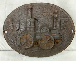 Cast Iron UF Firemen Plaque with Embossed Oiler, 12 x 9 1/2 Inches