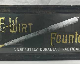Paul E. Wirt Fountain Pen Reverse Glass Advertising Sign, 1882