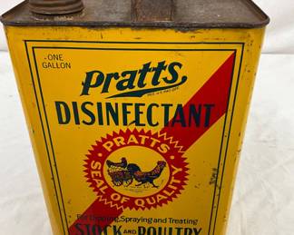 Vintage Pratt’s Disinfectant One-Gallon Metal Can for Stock and Poultry