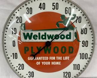 12-Inch Weldwood Plywood Advertising Thermometer by PAM Clock Co.
