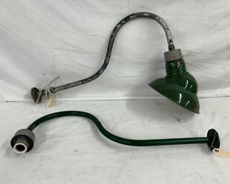 Unusual Green Enamel Light Fixtures with Brackets