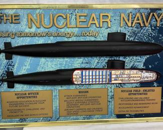 28 x 18-Inch Embossed ‘The Nuclear Navy’ Recruitment Display Board - 3D SUBMARINE MODELS