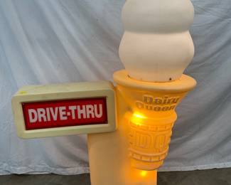 37 x 56-Inch Dairy Queen Light-Up Drive-Through Ice Cream Cone Sign