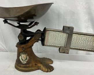 Superb Household Scale with Metal Bowl on Lion’s Paw Base, 14×8 Inches