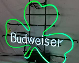 Budweiser Two-Color Neon Clover Sign, 27” x 24”