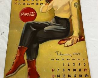 1949 Coca-Cola Calendar Featuring Illustrated Pin-Up Art, 13×22