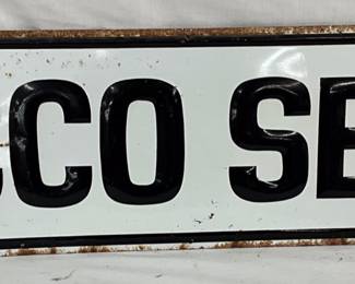 Embossed Metal Advertising Sign for Acco Seed, 36 x 10 Inches