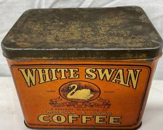 White Swan Coffee Tin with Original Graphics, 5×4 Inches