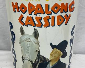 15 oz Hopalong Cassidy Potato Chips Tin with Graphics