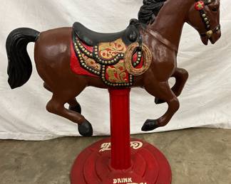 34 x 37″ Cast Aluminum Coca-Cola Carousel Horse with Coke Base