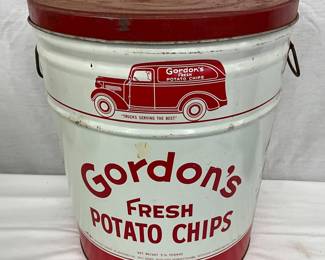 Gordon’s Fresh Potato Chips 3 1/2 Pound Advertising Tin Can