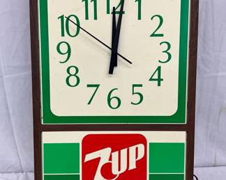 Vintage Plastic 7-Up Illuminated Wall Clock, 12×18 Inches