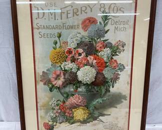 Framed 1886 D.M. Ferry & Co.’s Seed Advertisement Poster, 20 x 29″