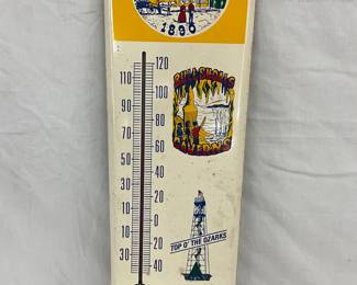 Metal Mountain Village Thermometer Featuring Bull Shoals, AR Attractions, 8×24