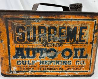 Early 20th Century Supreme Auto Oil One-Gallon Metal Can